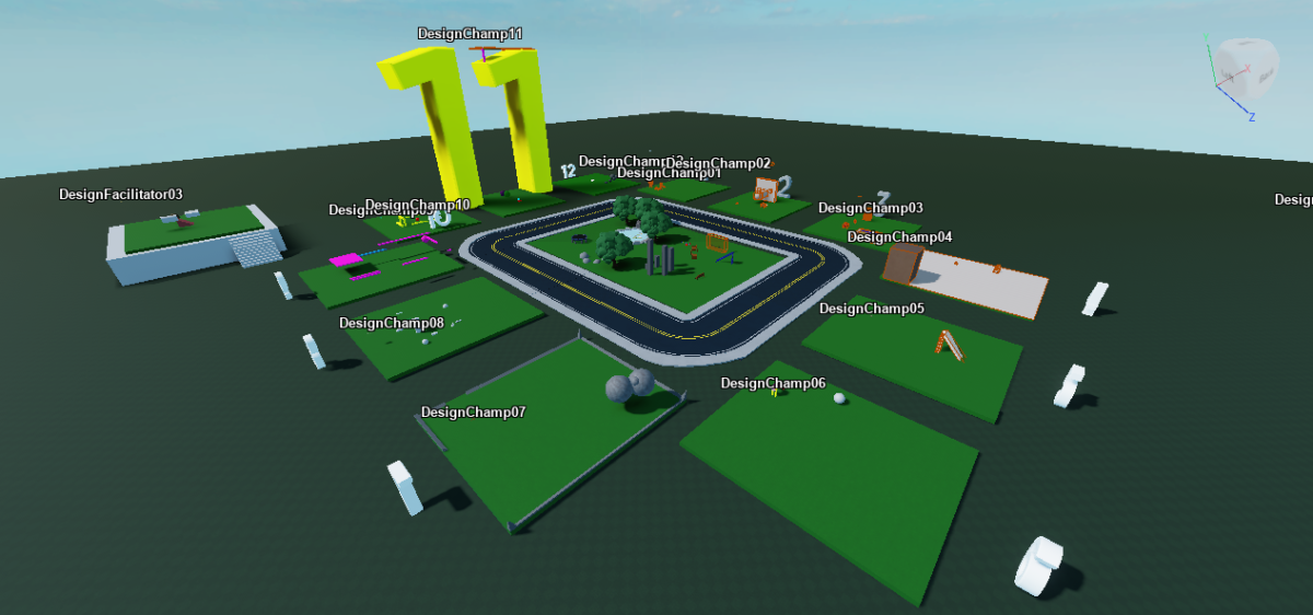Individual playable landscapes for the first activity, practicing their skills in Roblox Studio