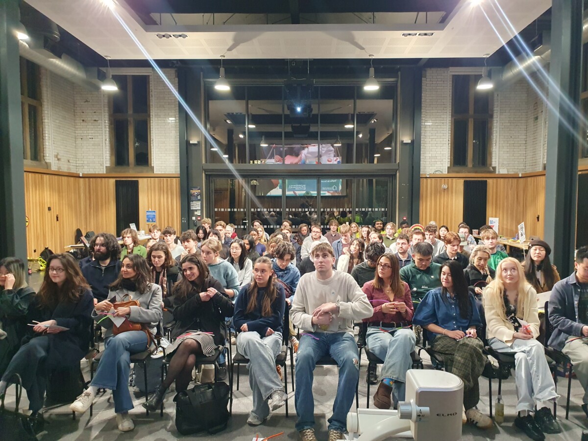 Students and event attendees settle for The Glass-House talk at Multigenerational Places: Newcastle. 